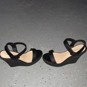 Platform all black wedge Size 12